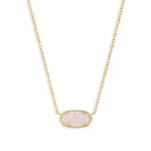 NWT Kendra Scott Elisa Gold Pendant Necklace in Iridescent White Drusy